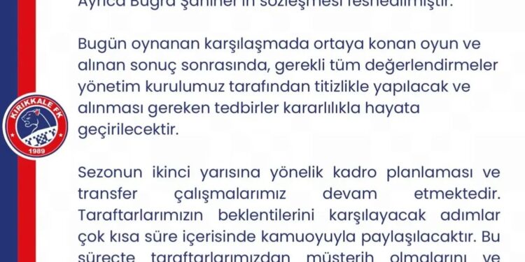Kırıkkale FK kulüp başkanı Serkan gündüz’den açıklama